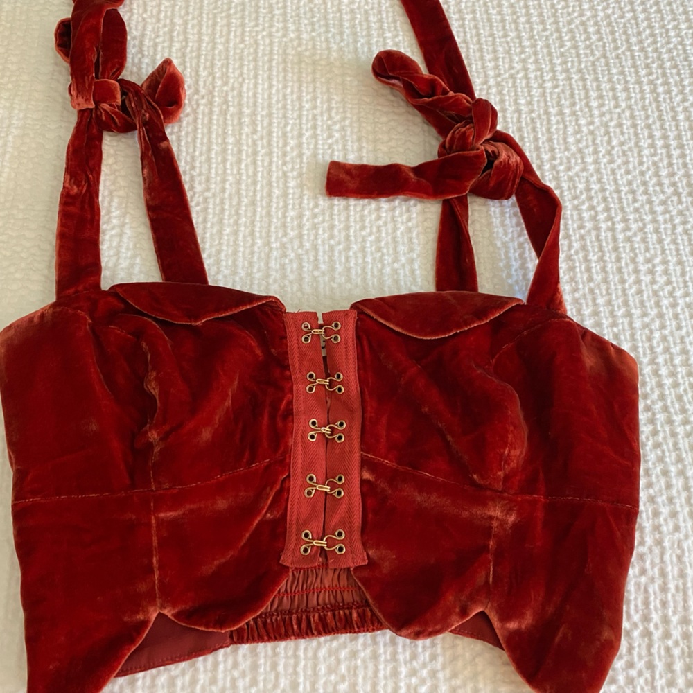 For Love & Lemons Kate Crop Top Size S rust-colored